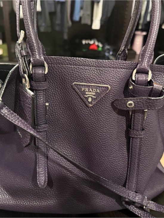 Prada Handbags - Prada Purple Textured Leather Shoulder Bag